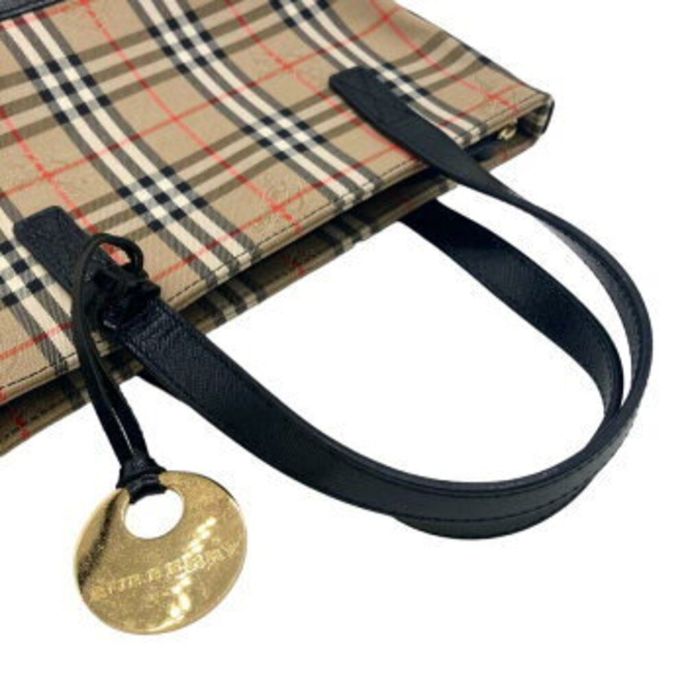 BURBERRY Nova Check Handbag Tote Bag Shadow Black Horse - Picture 5 of 7